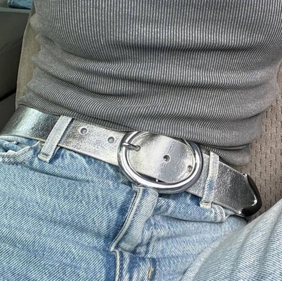 BRAVO Eziz Silver Metallic Belt SIZE 32 - Picture 2 of 9